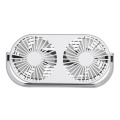 Dual Head Fan Rechargeable LED Light Office Desktop USB Mini Fan